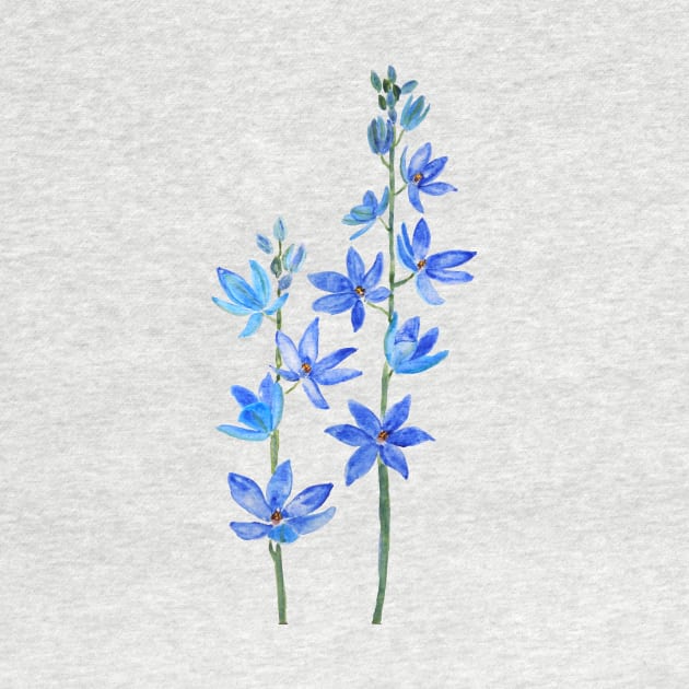 blue lady orchid flower watercolor by colorandcolor